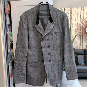 John Varvatos Charcoal Double-Breasted Blazer
